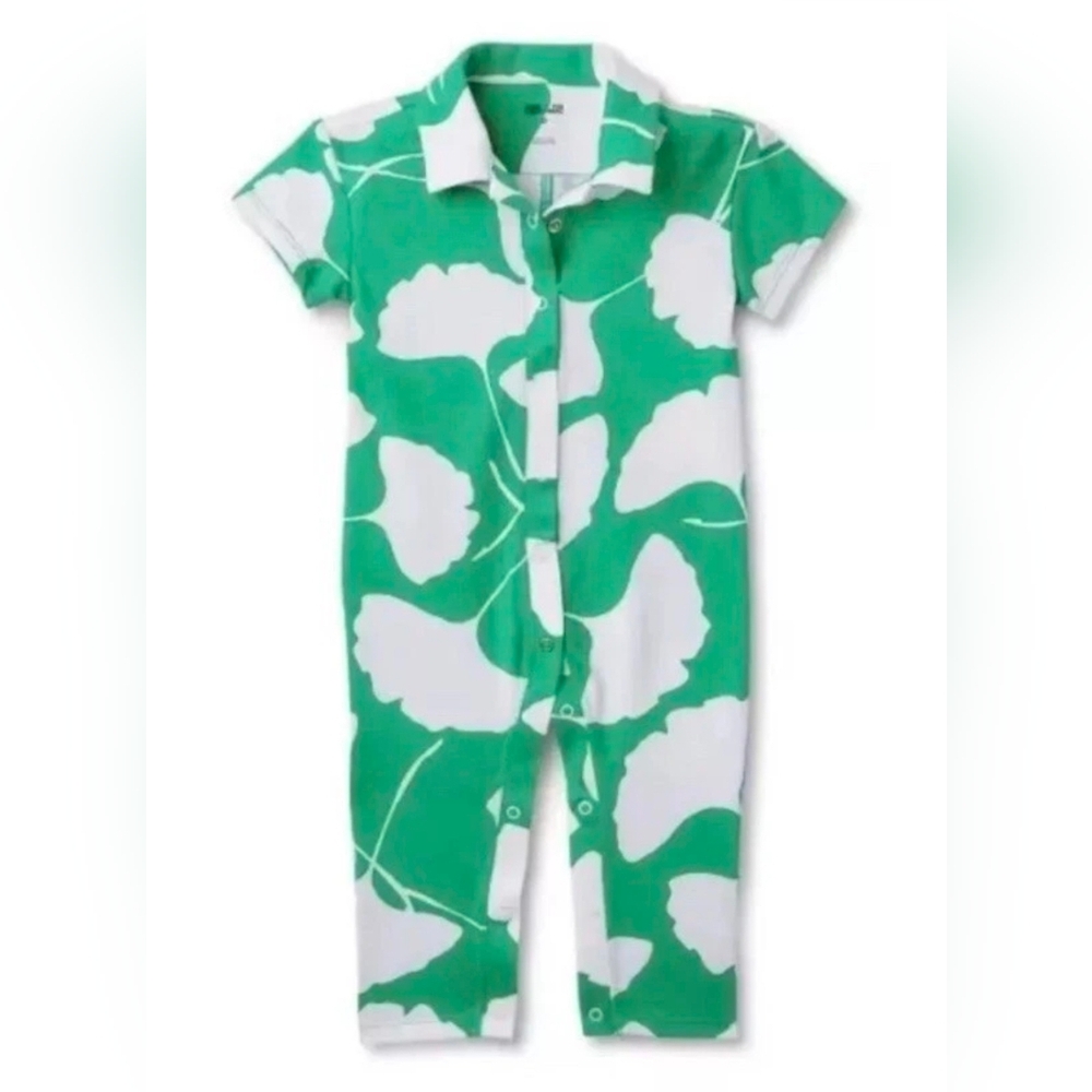 Diane Von Furstenberg X Target Green & White Floral Baby Romper ~ 6-9 Months